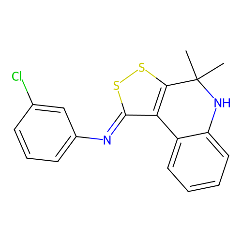 N-(3-chlorophenyl)-4,4-dimethyl-5H-dithiolo[3,4-c]quinolin-1-imine structure