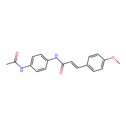 (2E)-N-[4-(acetylamino)phenyl]-3-(4-methoxyphenyl)prop-2-enamide structure