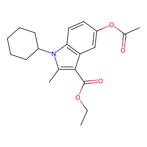 ethyl 5-(acetyloxy)-1-cyclohexyl-2-methyl-1H-indole-3-carboxylate structure