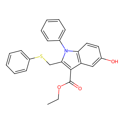 ethyl 5-hydroxy-1-phenyl-2-[(phenylsulfanyl)methyl]-1H-indole-3-carboxylate structure