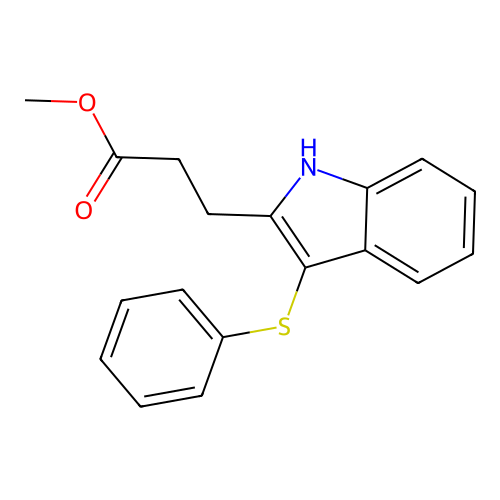 3-[3-(phenylthio)-1H-indol-2-yl]propanoic acid methyl ester structure