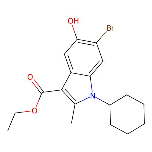 Ethyl 6-bromo-1-cyclohexyl-5-hydroxy-2-methyl-1H-indole-3-carboxylate structure