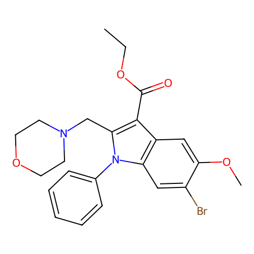 Ethyl 6-bromo-5-methoxy-2-(morpholin-4-ylmethyl)-1-phenylindole-3-carboxylate structure