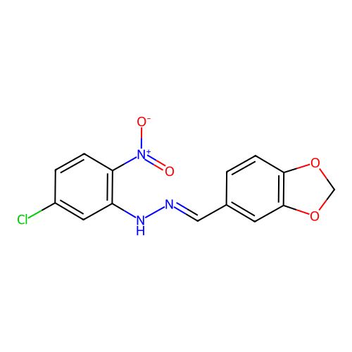 (1E)-1-(1,3-benzodioxol-5-ylmethylidene)-2-(5-chloro-2-nitrophenyl)hydrazine structure