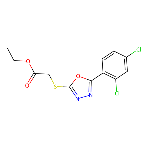 2-[[5-(2,4-Dichlorophenyl)-1,3,4-oxadiazol-2-yl]thio]acetic acid ethyl ester structure