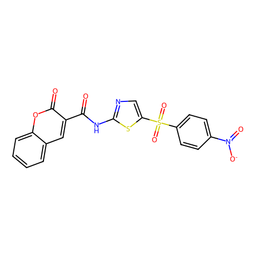 N-{5-[(4-nitrophenyl)sulfonyl]-1,3-thiazol-2-yl}-2-oxo-2H-chromene-3-carboxamide structure