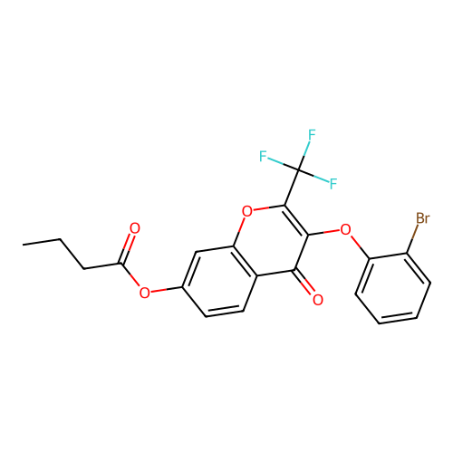 3-(2-bromophenoxy)-4-oxo-2-(trifluoromethyl)-4H-chromen-7-yl butanoate structure