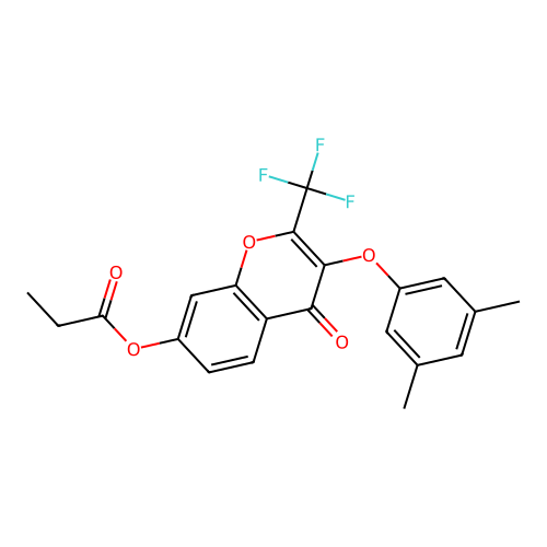 3-(3,5-dimethylphenoxy)-4-oxo-2-(trifluoromethyl)-4H-chromen-7-yl propanoate structure