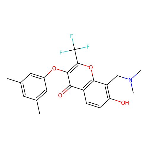 8-[(dimethylamino)methyl]-3-(3,5-dimethylphenoxy)-7-hydroxy-2-(trifluoromethyl)-4H-chromen-4-one structure