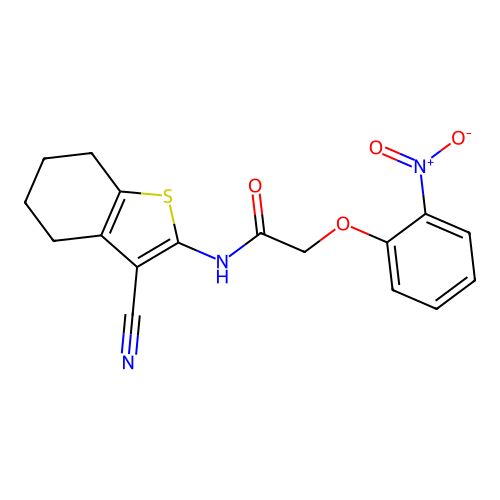 N-(3-cyano-4,5,6,7-tetrahydro-1-benzothiophen-2-yl)-2-(2-nitrophenoxy)acetamide structure