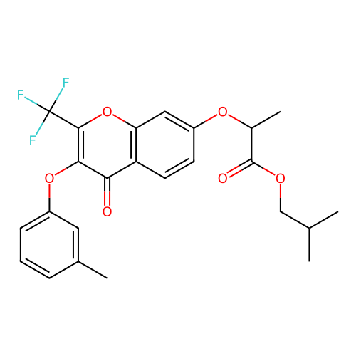 2-methylpropyl 2-{[3-(3-methylphenoxy)-4-oxo-2-(trifluoromethyl)-4H-chromen-7-yl]oxy}propanoate structure