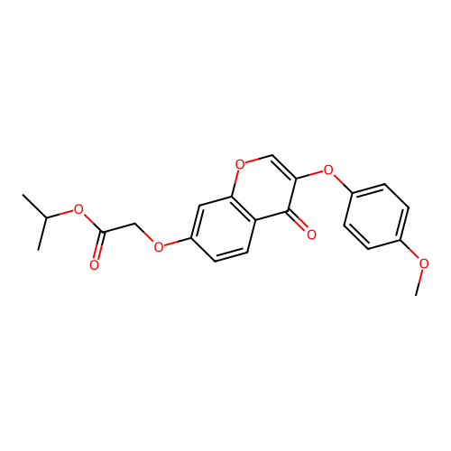 Methylethyl 2-[3-(4-methoxyphenoxy)-4-oxochromen-7-yloxy]acetate structure