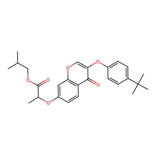 2-methylpropyl 2-{[3-(4-tert-butylphenoxy)-4-oxo-4H-chromen-7-yl]oxy}propanoate structure