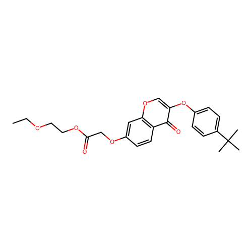 2-Ethoxyethyl 2-{3-[4-(tert-butyl)phenoxy]-4-oxochromen-7-yloxy}acetate structure