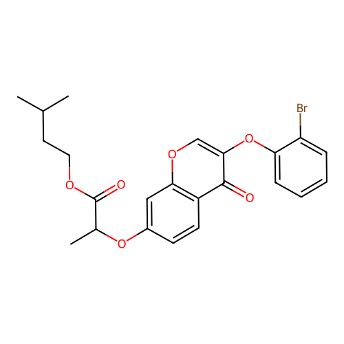 3-methylbutyl 2-{[3-(2-bromophenoxy)-4-oxo-4H-chromen-7-yl]oxy}propanoate structure
