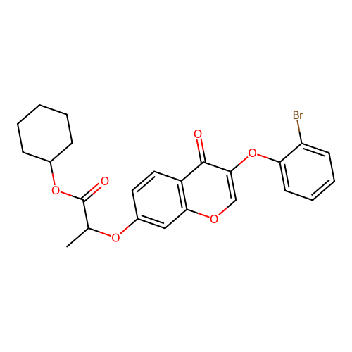 cyclohexyl 2-{[3-(2-bromophenoxy)-4-oxo-4H-chromen-7-yl]oxy}propanoate structure