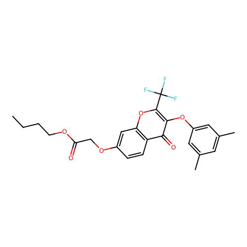 butyl {[3-(3,5-dimethylphenoxy)-4-oxo-2-(trifluoromethyl)-4H-chromen-7-yl]oxy}acetate structure