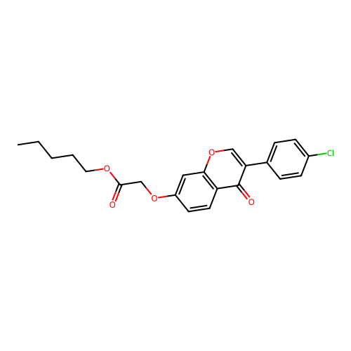 Pentyl 2-[3-(4-chlorophenyl)-4-oxochromen-7-yloxy]acetate structure