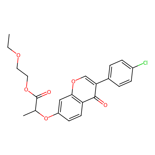 2-ethoxyethyl 2-{[3-(4-chlorophenyl)-4-oxo-4H-chromen-7-yl]oxy}propanoate structure