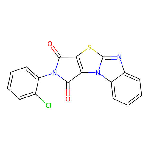 2-(2-Chlorophenyl)azolino[3,4-d]benzimidazolo[2,1-b]1,3-thiazoline-1,3-dione structure