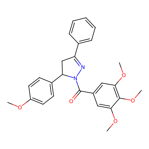 5-(4-methoxyphenyl)-3-phenyl-1-(3,4,5-trimethoxybenzoyl)-4,5-dihydro-1H-pyrazole structure