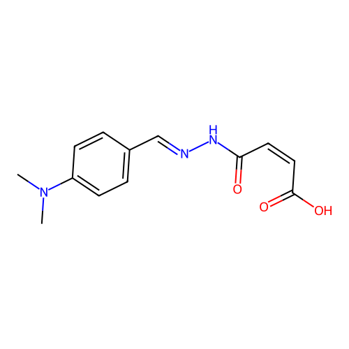 (Z)-4-((E)-2-(4-(dimethylamino)benzylidene)hydrazinyl)-4-oxobut-2-enoic acid structure