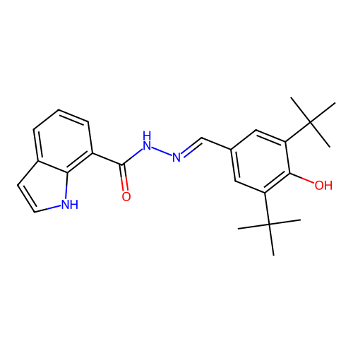 N-[(3,5-ditert-butyl-4-hydroxyphenyl)methylideneamino]-1H-indole-7-carboxamide structure
