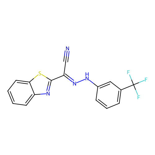 (2E)-1,3-benzothiazol-2-yl{2-[3-(trifluoromethyl)phenyl]hydrazinylidene}ethanenitrile structure