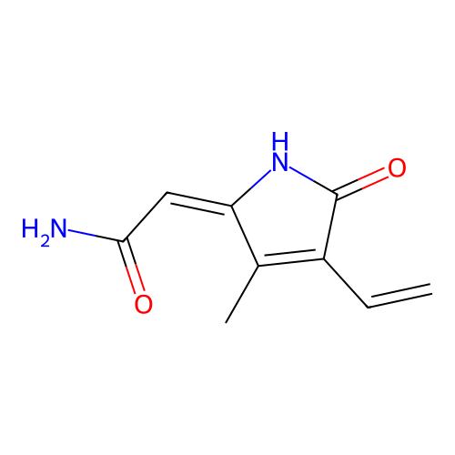 (2E)-2-(4-Ethenyl-3-methyl-5-oxopyrrol-2-ylidene)acetamide structure