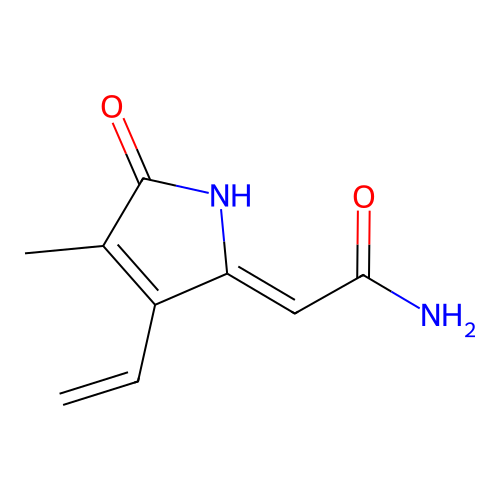 (Z)-2-(3-ethenyl-4-methyl-5-oxo-1,5-dihydro-2H-pyrrol-2-ylidene)ethanamide structure