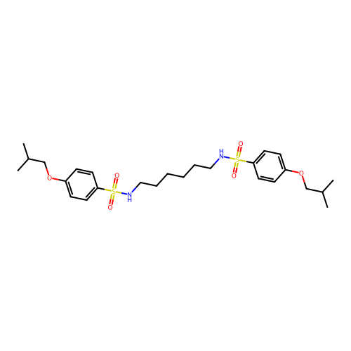 N,N'-(hexane-1,6-diyl)bis(4-isobutoxybenzenesulfonamide) structure