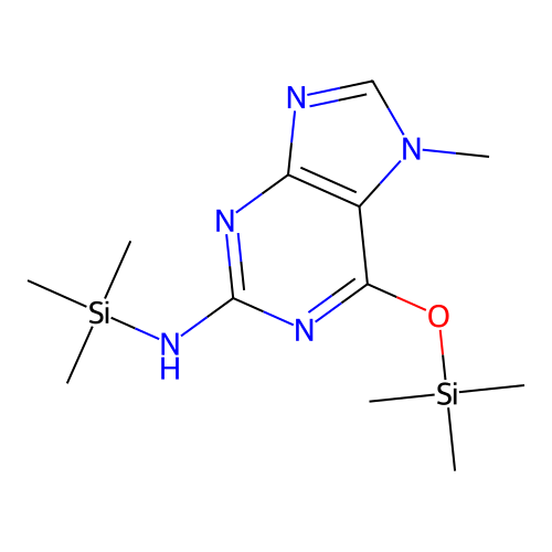 Purine, 7-methyl-6-(trimethylsiloxy)-2-[(trimethylsilyl)amino]- structure