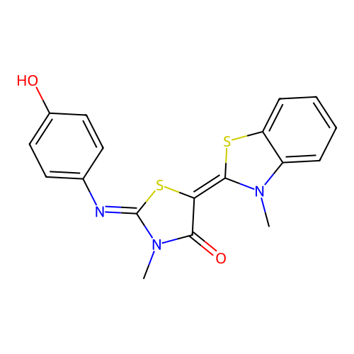 (2Z)-2-[(4-HYDROXYPHENYL)IMINO]-3-METHYL-5-[(2Z)-3-METHYL-2,3-DIHYDRO-1,3-BENZOTHIAZOL-2-YLIDENE]-1,3-THIAZOLIDIN-4-ONE structure