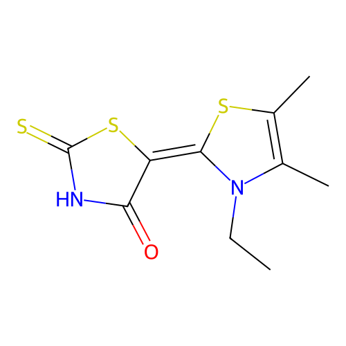 (Z)-5-(3-ethyl-4,5-dimethylthiazol-2(3H)-ylidene)-2-thioxothiazolidin-4-one structure