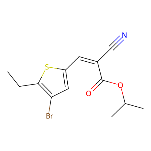 Propan-2-yl 3-(4-bromo-5-ethylthiophen-2-yl)-2-cyanoprop-2-enoate structure