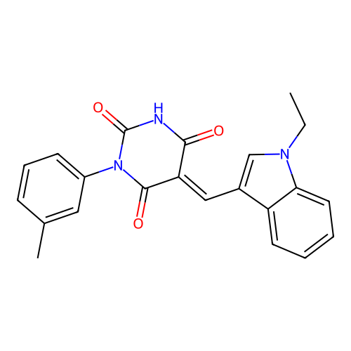 (5E)-5-[(1-ethylindol-3-yl)methylidene]-1-(3-methylphenyl)-1,3-diazinane-2,4,6-trione structure