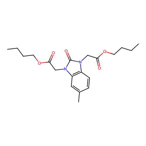 butyl 2-[3-(2-butoxy-2-oxoethyl)-5-methyl-2-oxobenzimidazol-1-yl]acetate structure