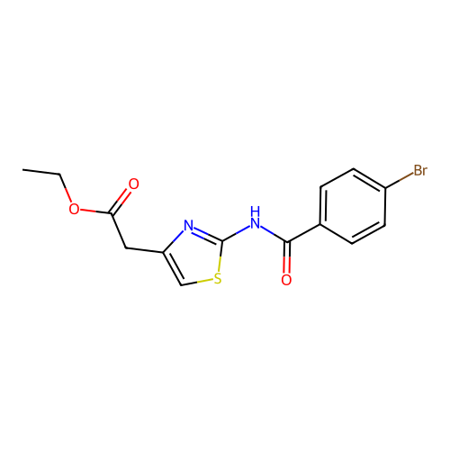 [2-(4-Bromo-benzoylamino)-thiazol-4-yl]-acetic acid ethyl ester structure