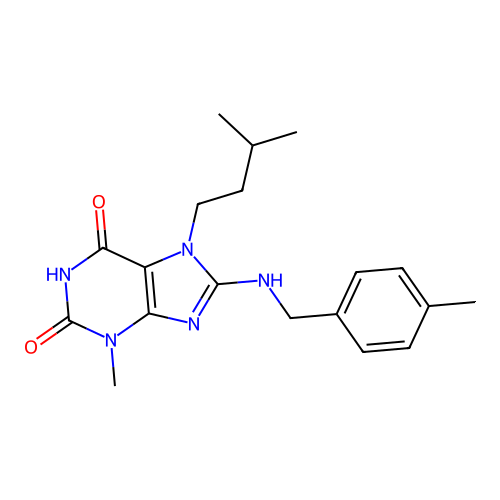 3-methyl-7-(3-methylbutyl)-8-[(4-methylphenyl)methylamino]purine-2,6-dione structure