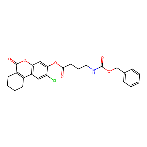 2-chloro-6-oxo-7,8,9,10-tetrahydro-6H-benzo[c]chromen-3-yl 4-(((benzyloxy)carbonyl)amino)butanoate structure