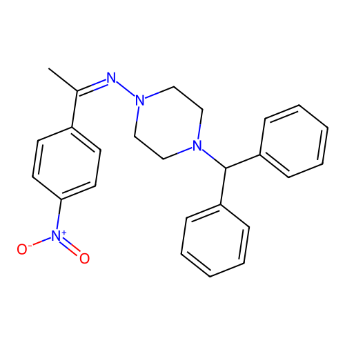 4-(diphenylmethyl)-N-[(1Z)-1-(4-nitrophenyl)ethylidene]piperazin-1-amine structure