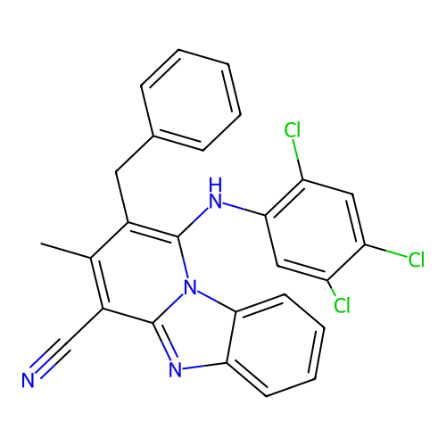 2-benzyl-3-methyl-1-(2,4,5-trichloroanilino)pyrido[1,2-a]benzimidazole-4-carbonitrile structure