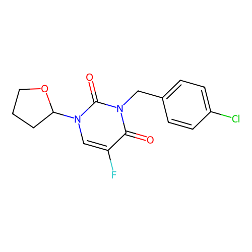 3-(4-chlorobenzyl)-5-fluoro-1-(tetrahydro-2-furanyl)-2,4(1H,3H)-pyrimidinedione structure