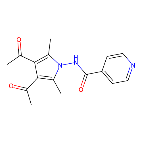 N-(3,4-diacetyl-2,5-dimethyl-1H-pyrrol-1-yl)pyridine-4-carboxamide structure