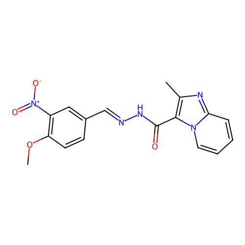 N'-[(E)-(4-methoxy-3-nitrophenyl)methylidene]-2-methylimidazo[1,2-a]pyridine-3-carbohydrazide structure