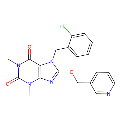 7-(2-chlorobenzyl)-1,3-dimethyl-8-(pyridin-3-ylmethoxy)-3,7-dihydro-1H-purine-2,6-dione structure