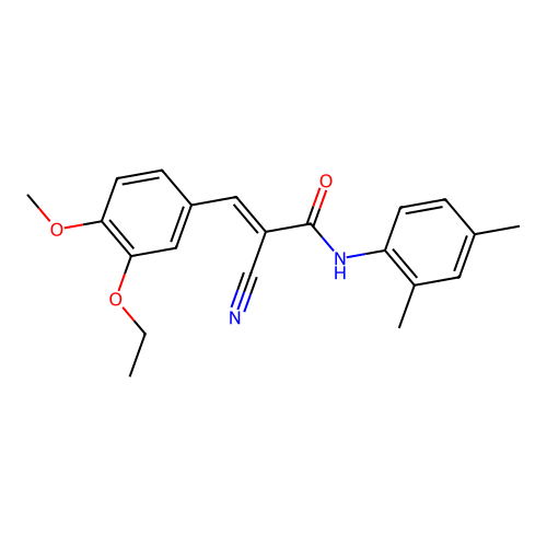 (2E)-2-cyano-N-(2,4-dimethylphenyl)-3-(3-ethoxy-4-methoxyphenyl)prop-2-enamide structure