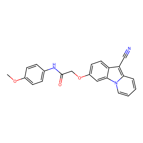 2-[(10-cyanopyrido[1,2-a]indol-3-yl)oxy]-N-(4-methoxyphenyl)acetamide structure