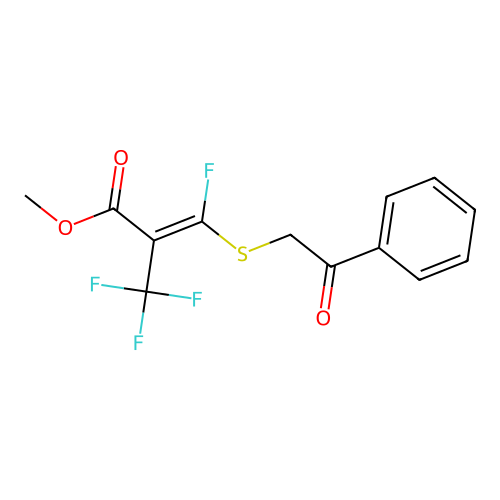 (Z)-methyl 3-fluoro-3-((2-oxo-2-phenylethyl)thio)-2-(trifluoromethyl)acrylate structure