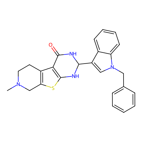 2-(1-benzyl-1H-indol-3-yl)-7-methyl-1,2,5,6,7,8-hexahydropyrido[4',3':4,5]thieno[2,3-d]pyrimidin-4-ol structure